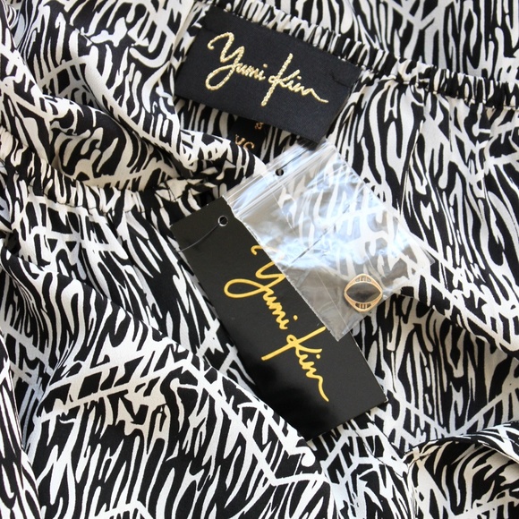 Yumi Kim 100% Silk Sheath Dress Zebra Black & White Abstract Animal Print (flaw) - Picture 6 of 11